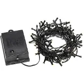 Konstsmide 3728-130 Ljusslinga Utomhus batteri Antal ljuskällor 80 LED Varmvit Belyst längd: 7.9 m med brytare, Timer, frostad