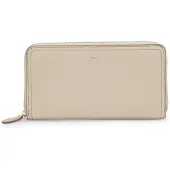 BOSS Ziparound wallet in grained leather with metallic logo lettering