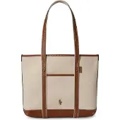 Ralph Lauren för kvinnor. 428P03085001 Bolso tote shopper av beige, brun bomullscanvas (OSFA), Casual