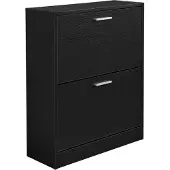 En.casa [] Skoskåp-63x24x81cm-2 fack-svart-plats för 12 par skor