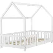 En.casa Juniorsäng Sisimiut hussäng 140x70cm furu vit med sängskydd []