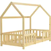 En.casa Juniorsäng Sisimiut hussäng 160x80cm furu med sängskydd []