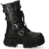 New rock Mid-Calf läder Goth Boots-WALL373-S5