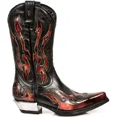 New rock Cowboystövlar med flamma i svart/rött-7921-S2