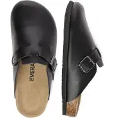 EVER AU Herr Hardhead Läder Komfort Clog Sandaler - Svart Läder