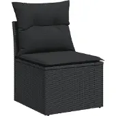 vidaXL Loungegrupp med dynor 6 delar svart konstrotting