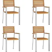 vidaXL Trädgård Stol 4 pcs Olivenatur Massivt Akaciaträ