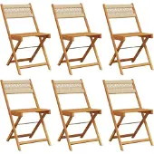 vidaXL Hopfällbara trädgårdsstolar 6 st beige massivt akaciaträ