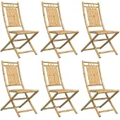 vidaXL Hopfällbara trädgårdsstolar 6 st 46x66x99 cm bambu