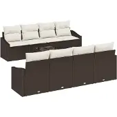 vidaXL Soffset med kudde med kudde 9 pcs Brun och Kräm konstrotting