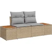 vidaXL Trädgårdsoffset med lagring 7 pcs Beige Poly rattan