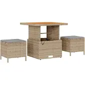 vidaXL Trädgårdsmöbelset Beige konstrotting