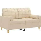 vidaXL 2-sits soffa med prydnadskuddar gräddvit 120 cm tyg