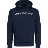 Jack & Jones Sweatshirt 'Marco Bowie' nattblå / knallröd / off-white