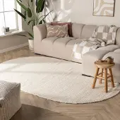NATURL. Oval ullmatta | Feline vit hos Volero | 152x245 cm | Ull | Enfärgad | Oval | Plattvävd