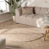 NATURL. Rund ullmatta | Feline taupe/melerad hos Volero | Ø 140 cm | Ull | Blandat | Rund | Plattvävd