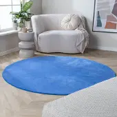 NATURL. Rund tvättbar matta | Vivid blå hos Volero | Ø 160 cm | Polyester | Enfärgad | Rund | Låg lugg