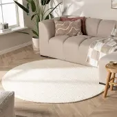 NATURL. Rund ullmatta | Feline vit hos Volero | Ø 80 cm | Ull | Enfärgad | Rund | Plattvävd