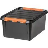 Orthex Förvaringslåda med lock 14L, SmartStore Pro, Svart/orange