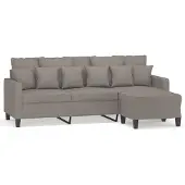 vidaXL 3-sitssoffa med fotpall taupe 180 cm tyg