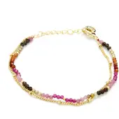 Luxenter Aiel Multicolour Tourmaline-armband med avslut i 18K gult guld