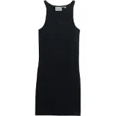 Superdry för kvinnor. W8011595A Svart ribbstickad broderad klänning med olympisk rygg (M), Casual, Ärmlös / Hängselbyxor, Ekologisk bomull,