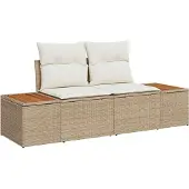 vidaXL 10-delad trädgårdsoffset med kuddar beige poly rotting akacia