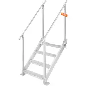 Vevor Bryggstege 4 steg, Bryggtrappa 30''-38'' Justerbar höjd, 500 lbs lastkapacitet, Aluminium Pontonbåtstege med dubbla ledstänger och halkfri pedal för fartyg/sjö/pool/marin ombordstigning