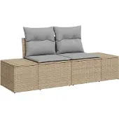 vidaXL Trädgårdsoffset med kudde 8 pcs Beige och Grå