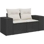 vidaXL Trädgårdsoffset 8 pcs Svart konstrotting