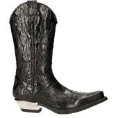 New rock Flame Accented Biker Cowboy Boots i svart läder - M-7921-S1