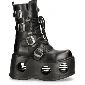 New rock Metallic Svart Läder Neptuno Gothic Stövlar-373-S2