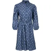 Conquista Indigo Blommig Klänning med Långa Ärmar