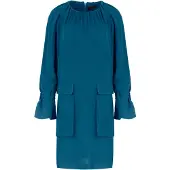 Conquista Petrol Blue Tencel-klänning med fickdetaljer