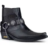 Infinity Leather Winklepicker Western Gothic-stövlar i svart läder för män