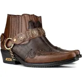 Infinity Leather Bikerstövlar Winklepicker i brunt läder, tvåfärgade, för herr