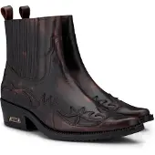 Infinity Leather Svarta/bruna Winklepicker Cowboy Ankelkängor för herrar
