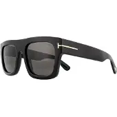 Tom Ford Square Mens Shiny Black Smoke Grey Solglasögon