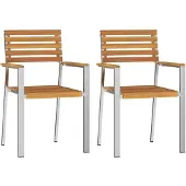 vidaXL Trädgård Stol 2 pcs Olivenatur Massivt Akaciaträ