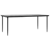 vidaXL Trädgårdsbord svart 200x100x74 cm härdat glas