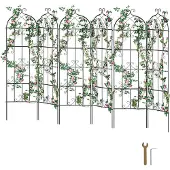 Vevor Trädgårdsspaljé för klätterväxter, 71 x 20 tum, 6-pack rostfritt metallträdgårdsspaljé för blommor, utomhusklätterros-spaljé för gurkor, dekorativt klematisspaljé för gårdar och gräsmattor