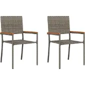 vidaXL Trädgårds stapelbara stolar 2 pcs Grå och Brun