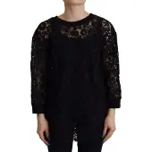 Dolce&Gabbana Svart Blommig Spets Pullover Sicilien Damblus