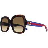 Gucci Square Dam Havana Glitter Blå och Röd Brun Gradient GG0036SN