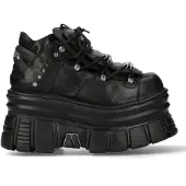 New rock M-106-C178 Black Tower Gothic Punk Chunky Ankel Boots