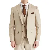 Paul Andrew Beige lättvikts sommar enkelknäppt kavaj för män