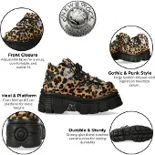 New rock M-106-C192 Leopard Brun Gothic ankelstövlar i läder