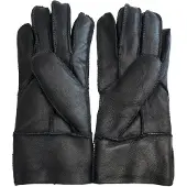 Infinity Leather Unisex Black Sheepskin Leather Gloves with Roll Up/Down Cuff