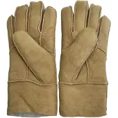 Infinity Leather Unisex Tan Sheepskin Suede Gloves with Roll Up/Down Cuff