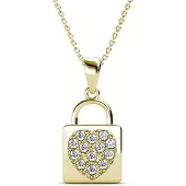 MYC Paris Lock Heart Pendants - Rose Gold and Crystal